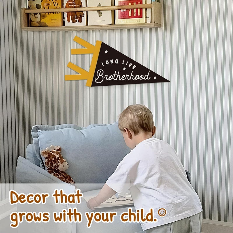 SJDFCSA Boy Nursery Decor, Long Live Brotherhood Wall Hanging Pennant Flag Banner, Black Preppy Star Wall Decorations for Nursery Toddler Boys Bedroom Room Playroom Decor - Image 3